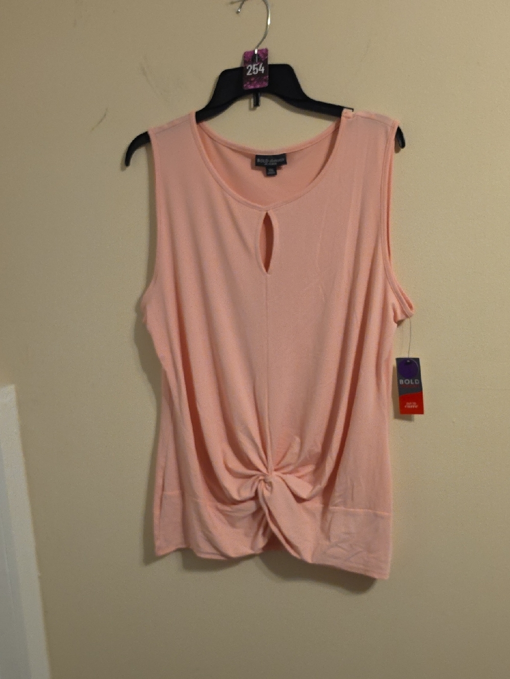Bold Elements Pink Keyhole Sleeveless Knot Front Blouse. NWT